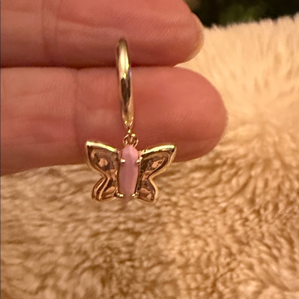 Kendra Scott Gold and Pink Butterfly Earrings - Picture 2 of 2